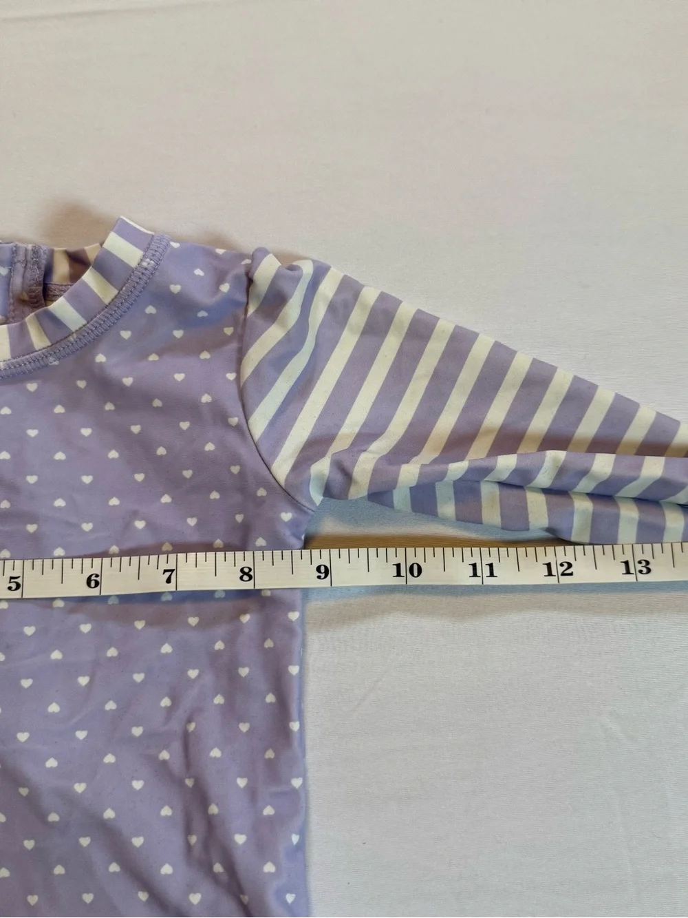 RuffleButts Girls Purple Heart Long Sleeve One Piece Swimsuit 12-18M
